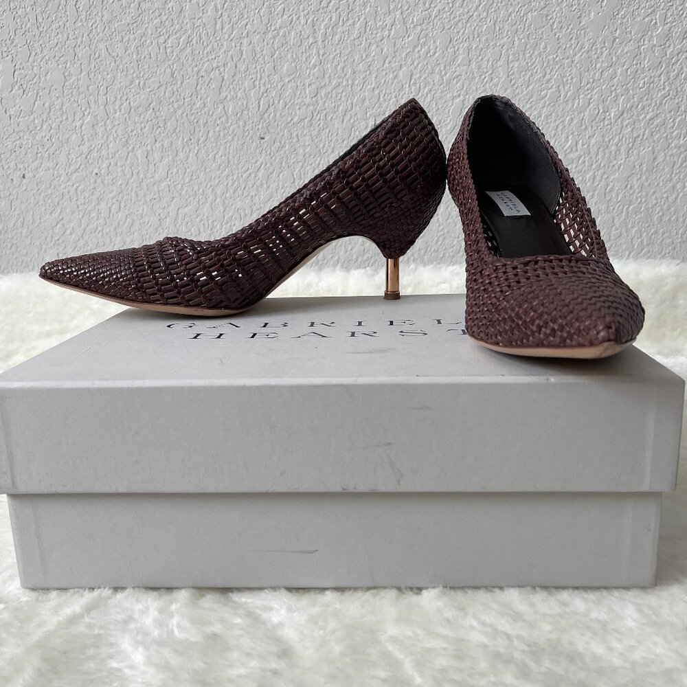 Gabriela Hearst Andres Woven Leather Pumps in Chocolate, size IT41 US 11
